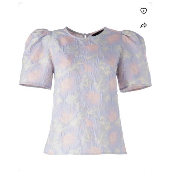 NWT Abbey Glass Women's Marty Top XL Lilac Floral Jacquard Crew Neck Short Sleev - Picture 10 of 13